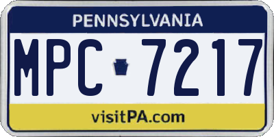 PA license plate MPC7217