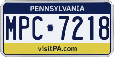 PA license plate MPC7218
