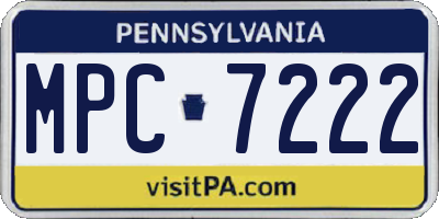 PA license plate MPC7222