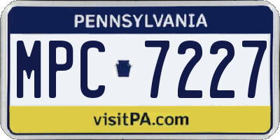 PA license plate MPC7227