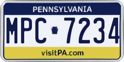 PA license plate MPC7234