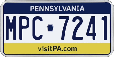 PA license plate MPC7241