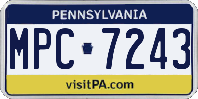 PA license plate MPC7243