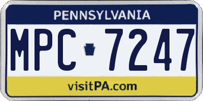 PA license plate MPC7247