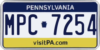 PA license plate MPC7254