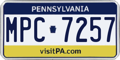 PA license plate MPC7257