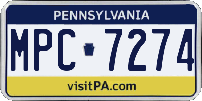 PA license plate MPC7274