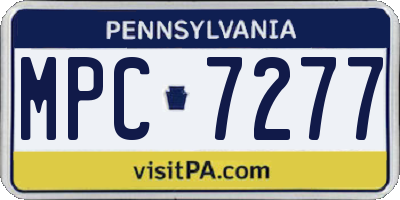 PA license plate MPC7277