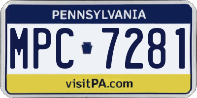 PA license plate MPC7281