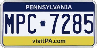 PA license plate MPC7285