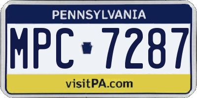 PA license plate MPC7287