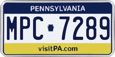 PA license plate MPC7289