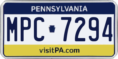 PA license plate MPC7294