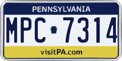 PA license plate MPC7314