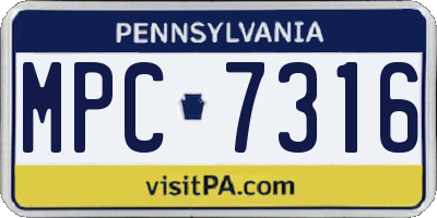 PA license plate MPC7316