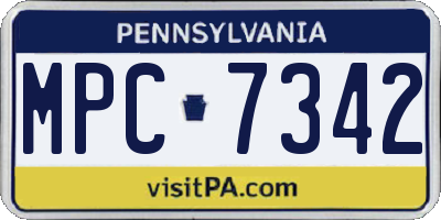 PA license plate MPC7342