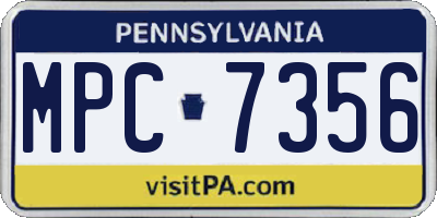 PA license plate MPC7356