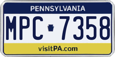 PA license plate MPC7358