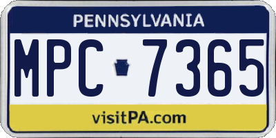 PA license plate MPC7365