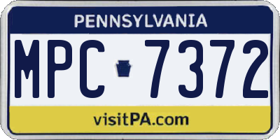 PA license plate MPC7372