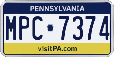 PA license plate MPC7374