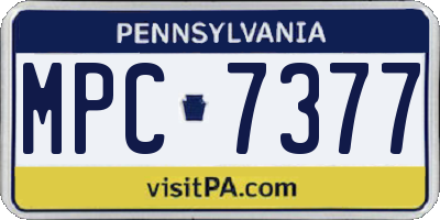 PA license plate MPC7377