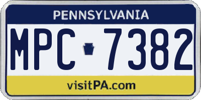 PA license plate MPC7382