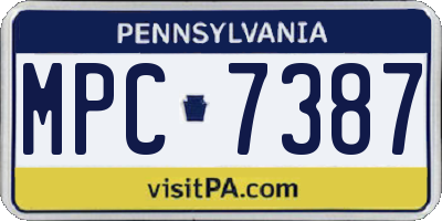 PA license plate MPC7387