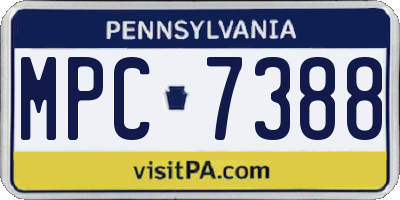 PA license plate MPC7388