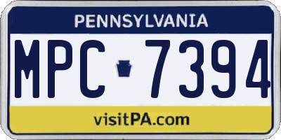 PA license plate MPC7394