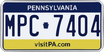 PA license plate MPC7404