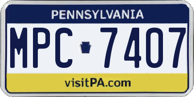 PA license plate MPC7407