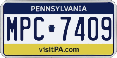 PA license plate MPC7409