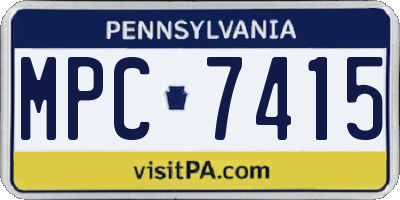 PA license plate MPC7415