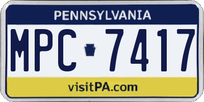 PA license plate MPC7417