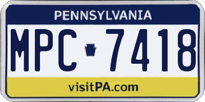 PA license plate MPC7418