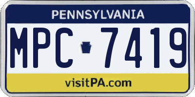 PA license plate MPC7419