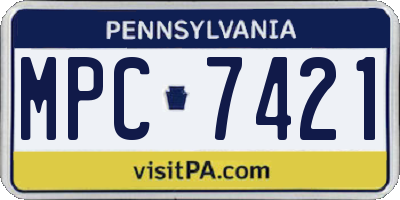 PA license plate MPC7421