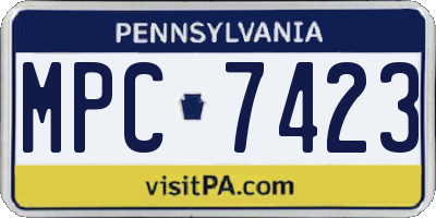 PA license plate MPC7423