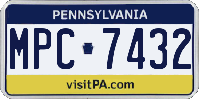 PA license plate MPC7432