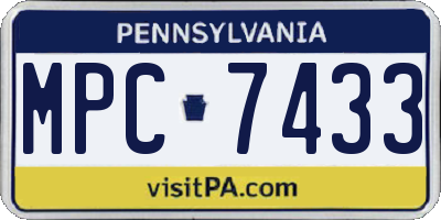 PA license plate MPC7433