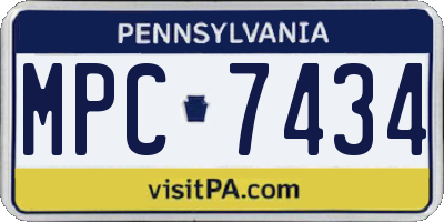 PA license plate MPC7434