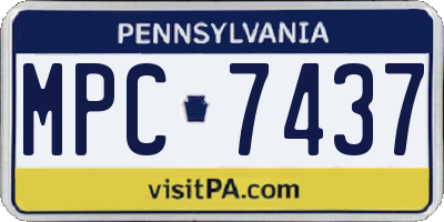 PA license plate MPC7437