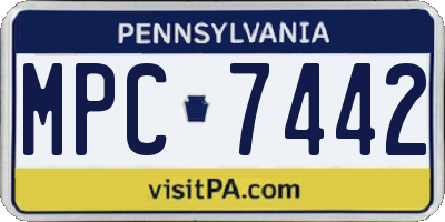 PA license plate MPC7442
