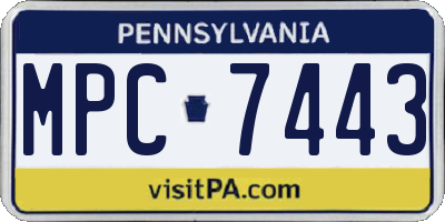 PA license plate MPC7443