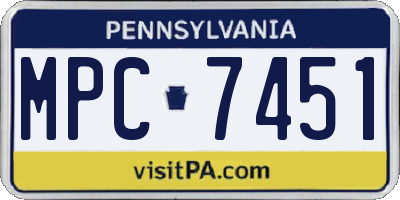 PA license plate MPC7451