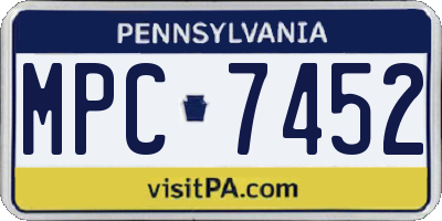 PA license plate MPC7452