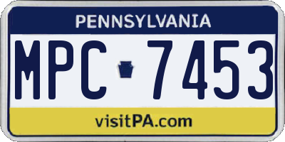 PA license plate MPC7453
