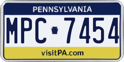PA license plate MPC7454