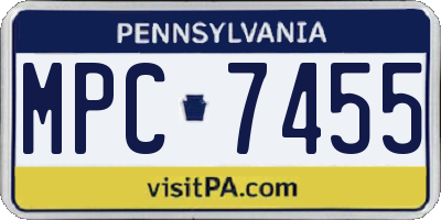 PA license plate MPC7455